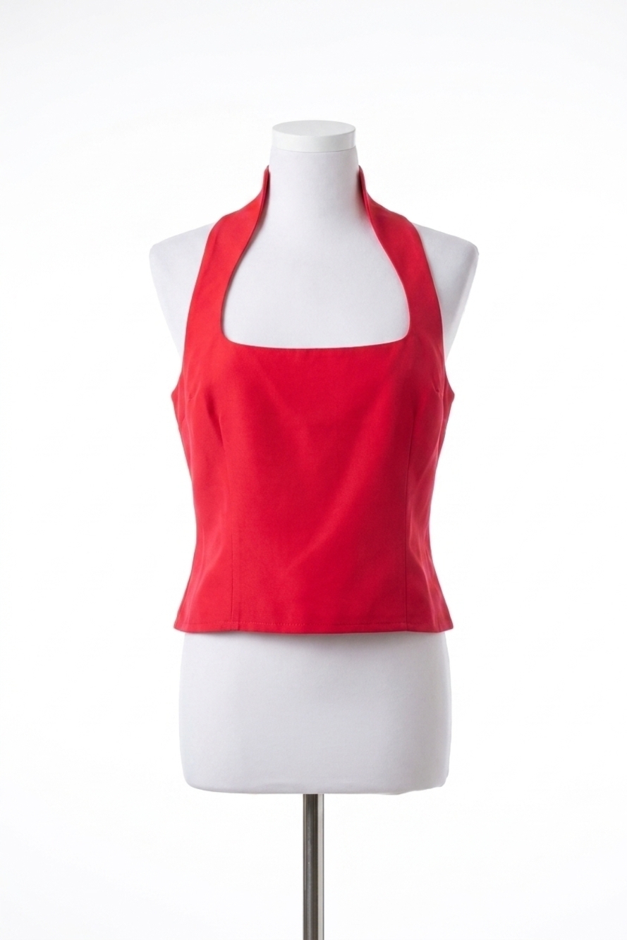 NEW ALDEN ADAIR calla halter top in poppy pink